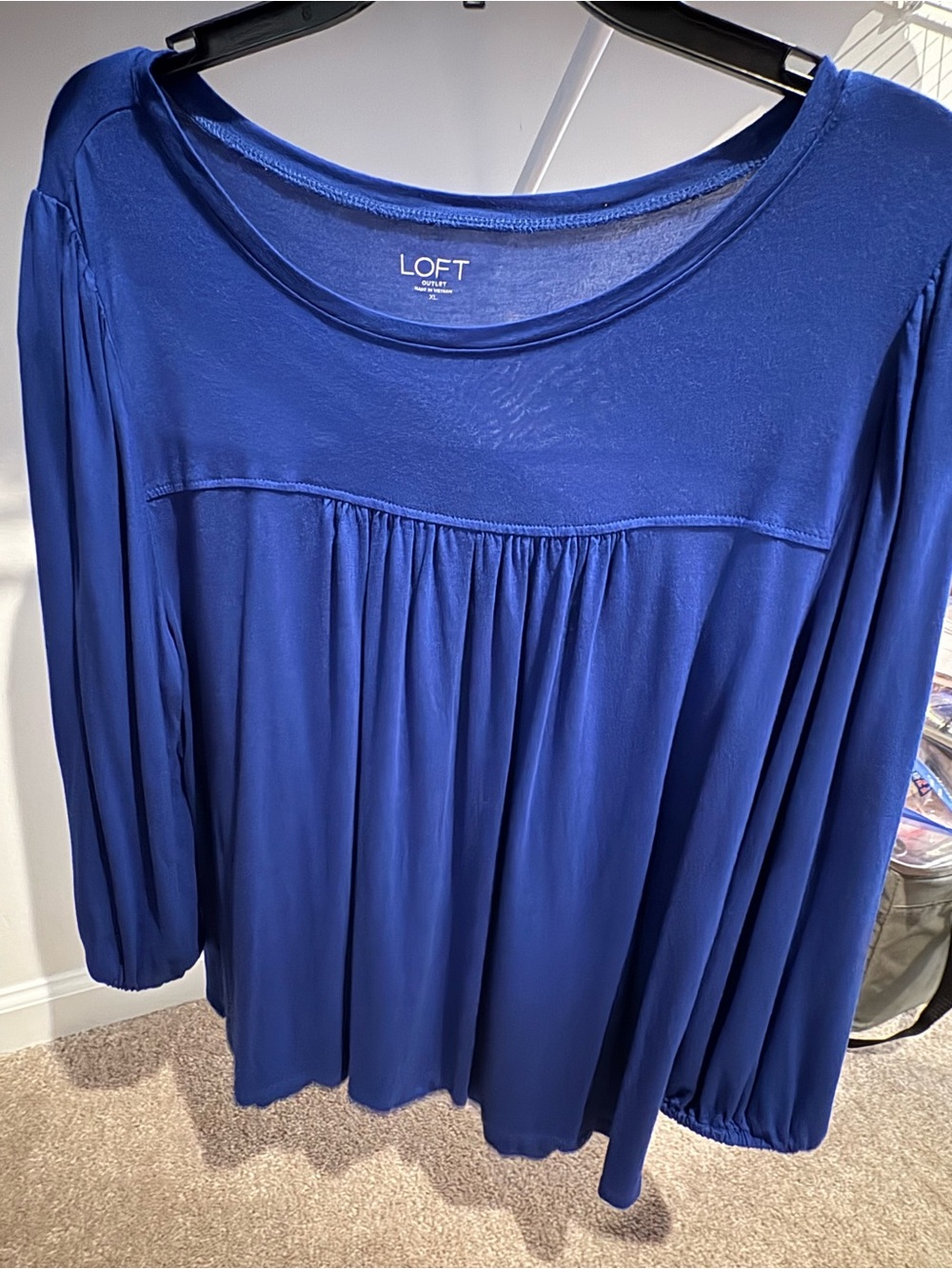 LOFT Blue Pleated Yoke Long-Sleeve Tunic